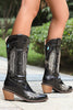 Afbeelding in Gallery-weergave laden, Zwart borduurwerk Mid Calf Chunky Heel Western Boots