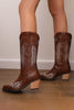 Afbeelding in Gallery-weergave laden, Zwart borduurwerk Mid Calf Chunky Heel Western Boots