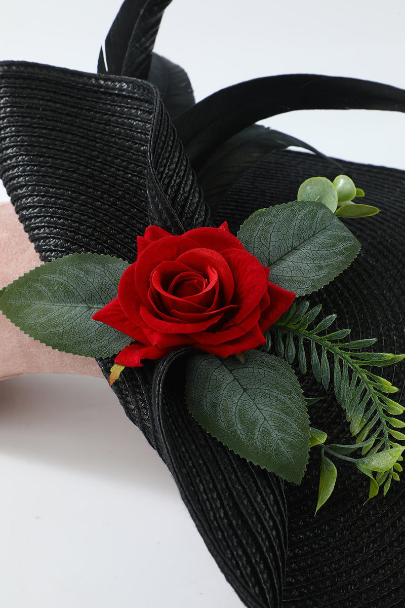 Afbeelding in Gallery-weergave laden, Zwarte hoed met bloem