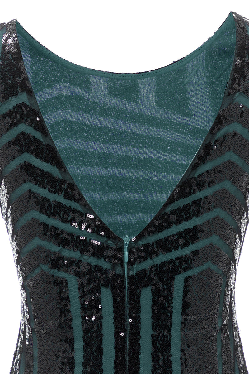 Afbeelding in Gallery-weergave laden, Groene ronde hals 1920s Flapper Jurk
