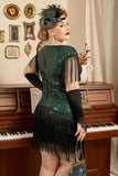 Donkergroene Grote maat 1920s Gatsby Jurk