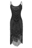 Zwart Rood Spaghetti Bandjes 1920s Jurk