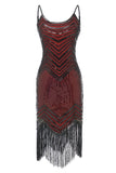 Zwart Rood Spaghetti Bandjes 1920s Jurk