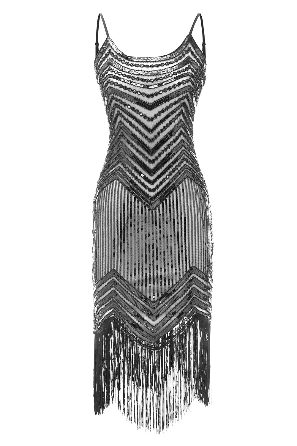 Zwart Rood Spaghetti Bandjes 1920s Jurk
