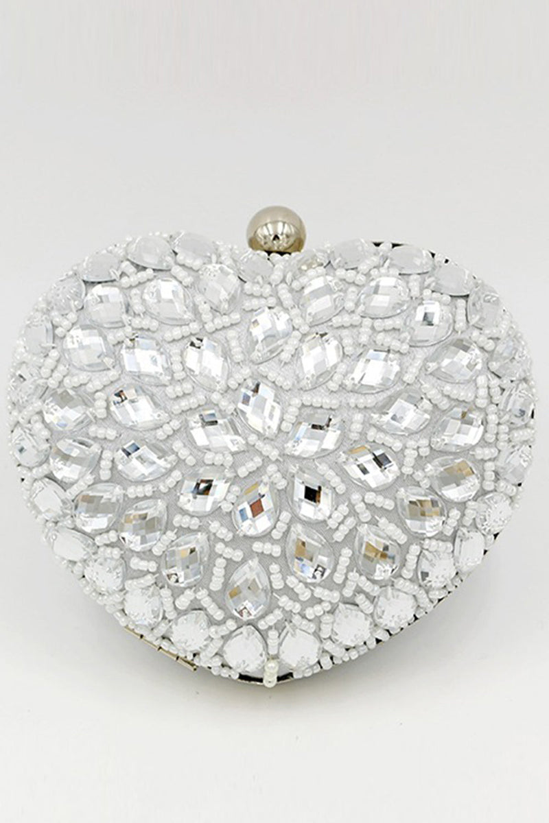 Afbeelding in Gallery-weergave laden, Zilveren kralen hartvormige party clutch