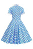 Afbeelding in Gallery-weergave laden, Hepburn Style Polka Dots Vintage Jurk met korte mouwen