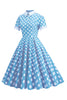 Afbeelding in Gallery-weergave laden, Hepburn Style Polka Dots Vintage Jurk met korte mouwen
