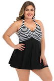 Plus Size zwart-wit gestreepte badmode