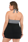 Plus Size zwart-wit gestreepte badmode