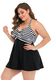 Plus Size zwart-wit gestreepte badmode