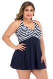 Plus Size zwart-wit gestreepte badmode