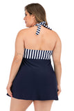 Plus Size zwart-wit gestreepte badmode
