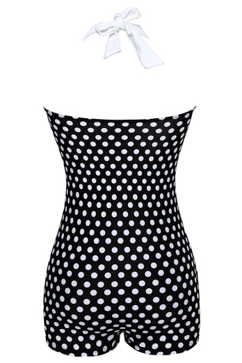 Plus Size Zwart-Wit Polka Dots Badmode Shorts