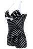 Afbeelding in Gallery-weergave laden, Plus Size Zwart-Wit Polka Dots Badmode Shorts