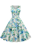 V Hals Lichtblauwe Jaren 1950 Vintage Jurk