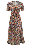 V Hals Floral 1950s Vintage Jurk