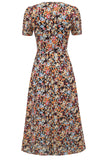 V Hals Floral 1950s Vintage Jurk