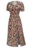 V Hals Floral 1950s Vintage Jurk