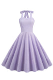 Lavendel Halter Plaid Vintage Jurk