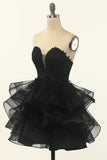 Strapless Tule Little Black Jurkje / Haar