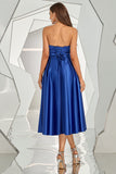 Koningsblauw Strapless Homecoming Jurk