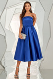 Koningsblauw Strapless Homecoming Jurk