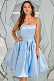 Hemelsblauw Strapless Homecoming Jurk