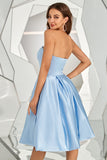 Hemelsblauw Strapless Homecoming Jurk