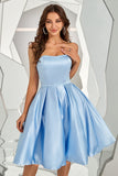 Hemelsblauw Strapless Homecoming Jurk