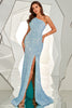 Afbeelding in Gallery-weergave laden, Blozen Een schouder Pailletten Zeemeermin Gala jurk