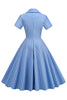 Afbeelding in Gallery-weergave laden, Strepen Vintage jaren 1950 jurk met korte mouwen
