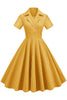 Afbeelding in Gallery-weergave laden, Strepen Vintage jaren 1950 jurk met korte mouwen