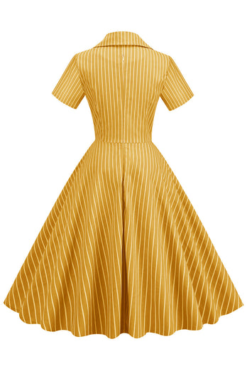 Strepen Vintage jaren 1950 jurk met korte mouwen