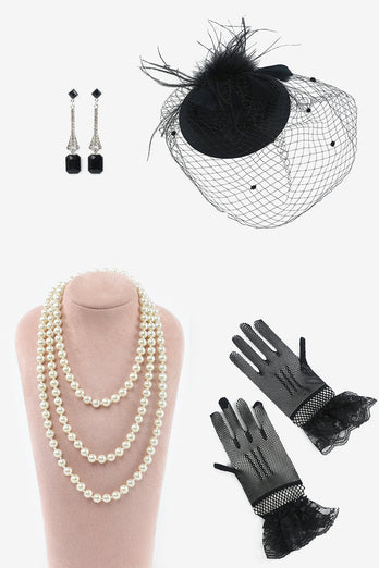 Vier delige oorbellen Handschoenen Party Accessoires Sets