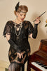 Afbeelding in Gallery-weergave laden, Zwarte Zes Stuks Wrap Zendspoel 1920s Accessoires Set