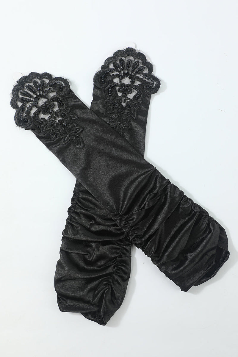 Afbeelding in Gallery-weergave laden, Zwarte Zes Stuks Wrap Zendspoel 1920s Accessoires Set