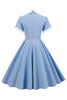 Afbeelding in Gallery-weergave laden, Lichtblauwe jaren 1950 Vintage jurk met mouwen