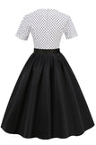 Zwart-wit Polka Dots Vintage jaren 1950 Jurk