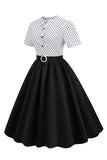 Zwart-wit Polka Dots Vintage jaren 1950 Jurk