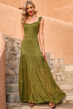 Leger Groene Zomer Kant Maxi Jurk