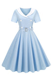 Zwarte jaren 1950 Swing Jurk met Riem