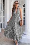 Blauwe Plaid Boho Maxi Zomerjurk