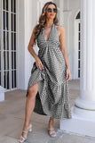 Blauwe Plaid Boho Maxi Zomerjurk