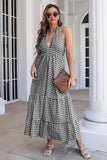 Blauwe Plaid Boho Maxi Zomerjurk