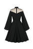 Afbeelding in Gallery-weergave laden, Vintage zwarte Halloween jurk met lange mouwen