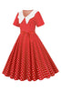 Afbeelding in Gallery-weergave laden, Hepburn Rode Polka Dots Print Vintage Jurk met Riem