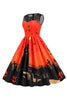 Afbeelding in Gallery-weergave laden, Vintage ronde hals kant paneel print Halloween jurk