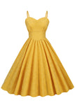 Hepburn Retro Hoge Taille Geel 1950s Jurk