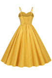 Hepburn Retro Hoge Taille Geel 1950s Jurk