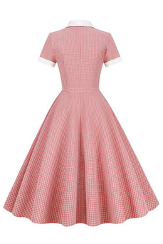 A lijn V-hals Blush Vintage jurk met knoop